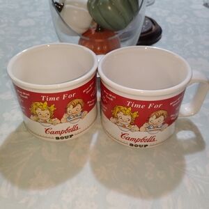 Vintage 1998 “Time For Cambell’s” Set of 2 Campbell Soup kids Soup Mugs